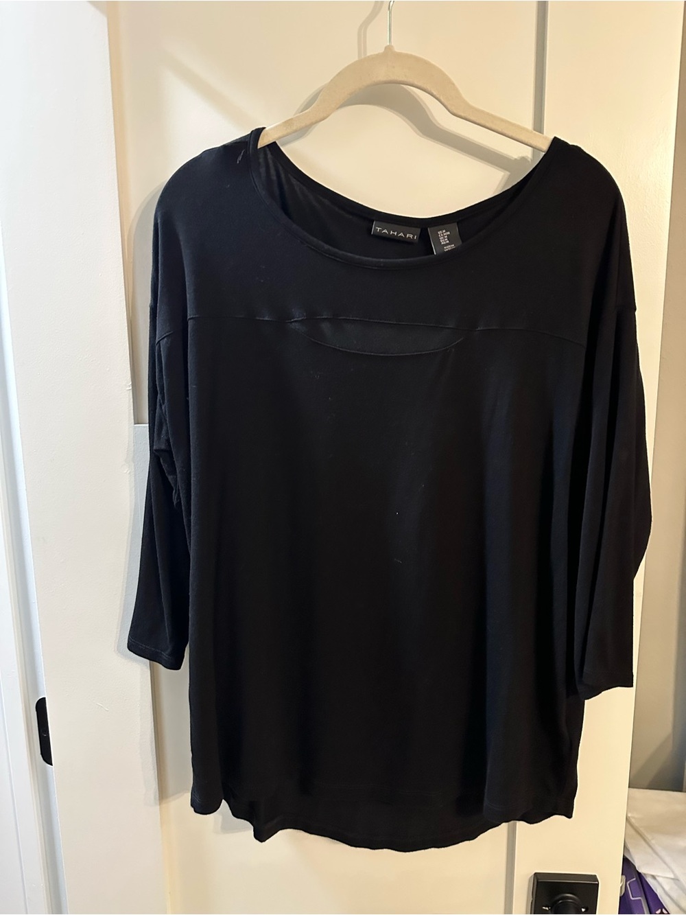 Tahari Black Women's Boatneck  Top